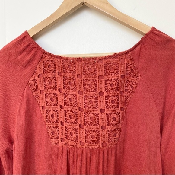 Altar’d State Crocheted Long Sleeve Lightweight Boho Tunic Dress - Picture 4 of 13